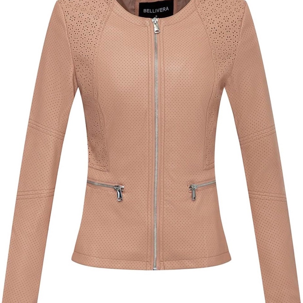 NWT XXL Women's Apricot Faux Leather Spring Jacket